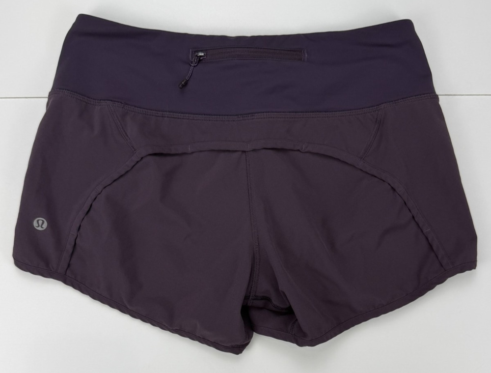 Lululemon Womens Purple Running Shorts Size 10 Zip Pocket Athletic